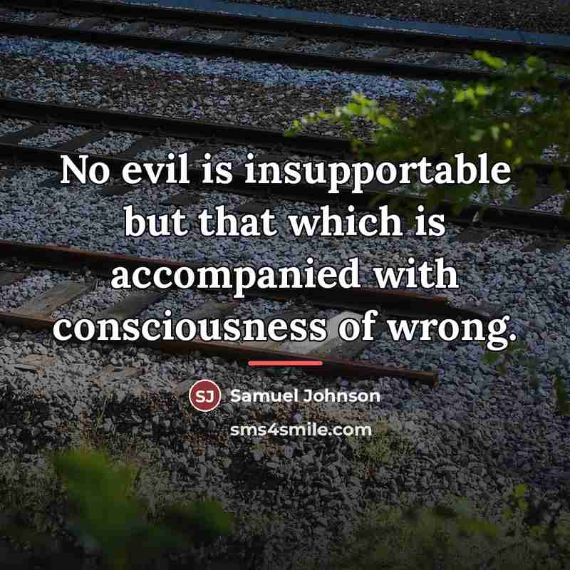 “No evil is insupportable but that which is accompanied with…” quote by Samuel Johnson