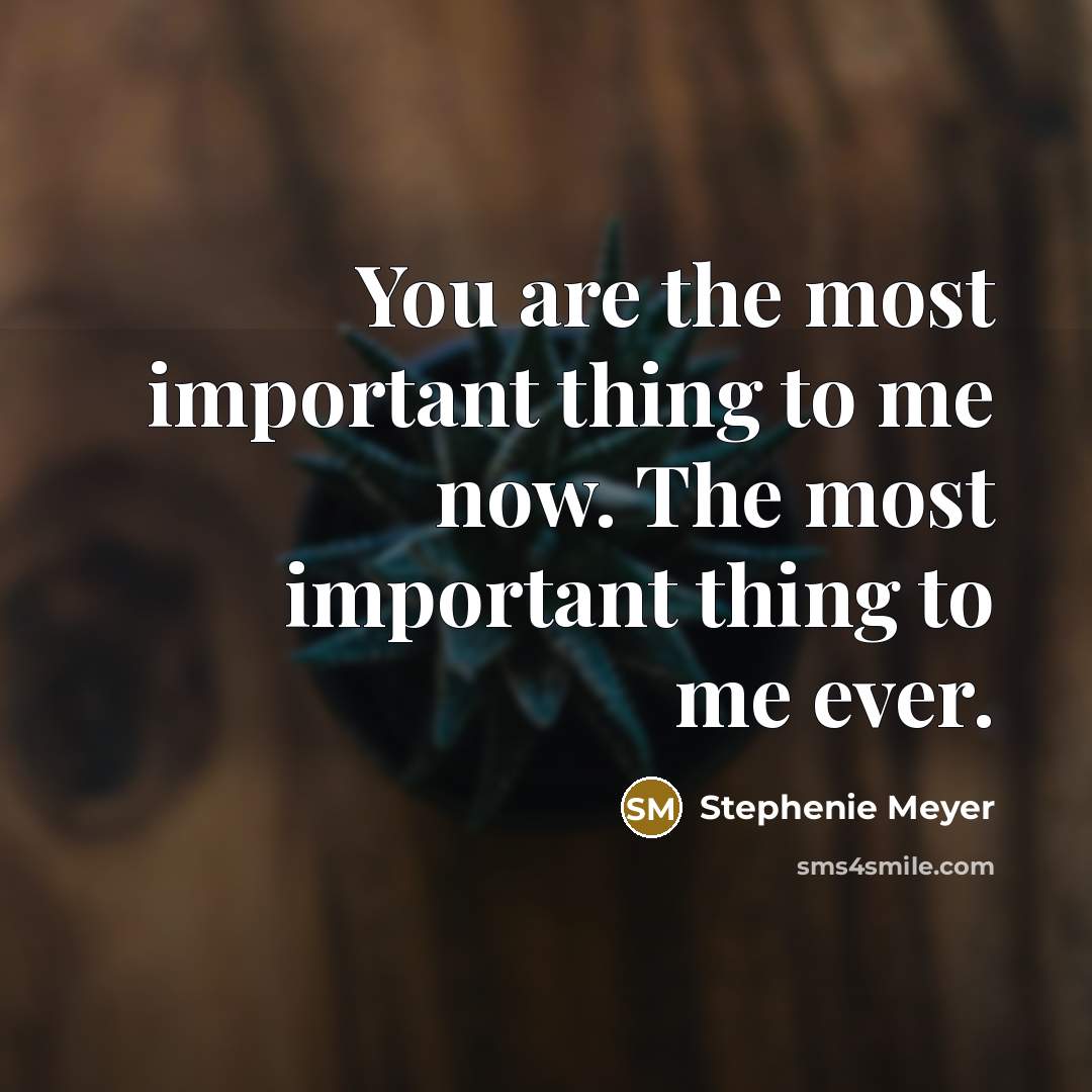 “You are the most important thing to me now. The…” quote by Stephenie Meyer