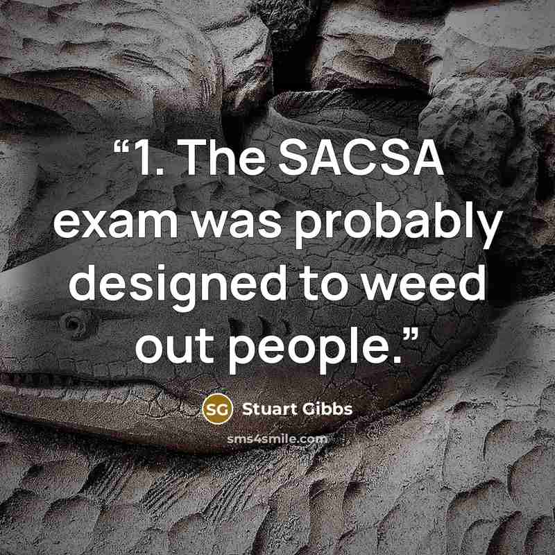 “1. The SACSA exam was probably designed to weed out people.” quote by Stuart Gibbs