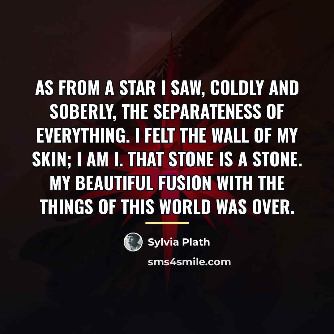 “As from a star I saw, coldly and soberly, the…” quote by Sylvia Plath