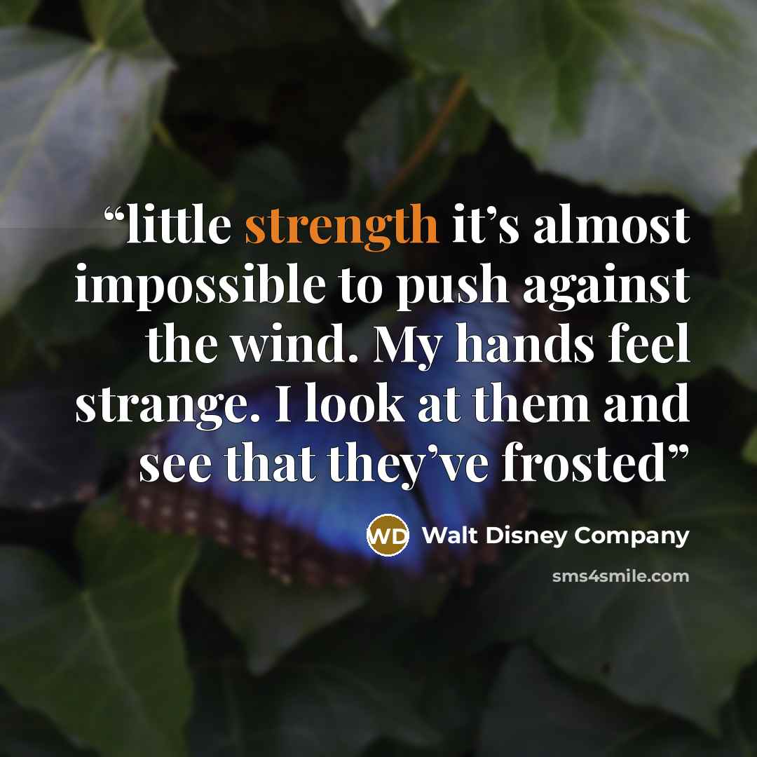 “little strength it’s almost impossible to push against the wind. My hands feel strange. I look at them and see that they’ve frosted” quote by Walt Disney Company