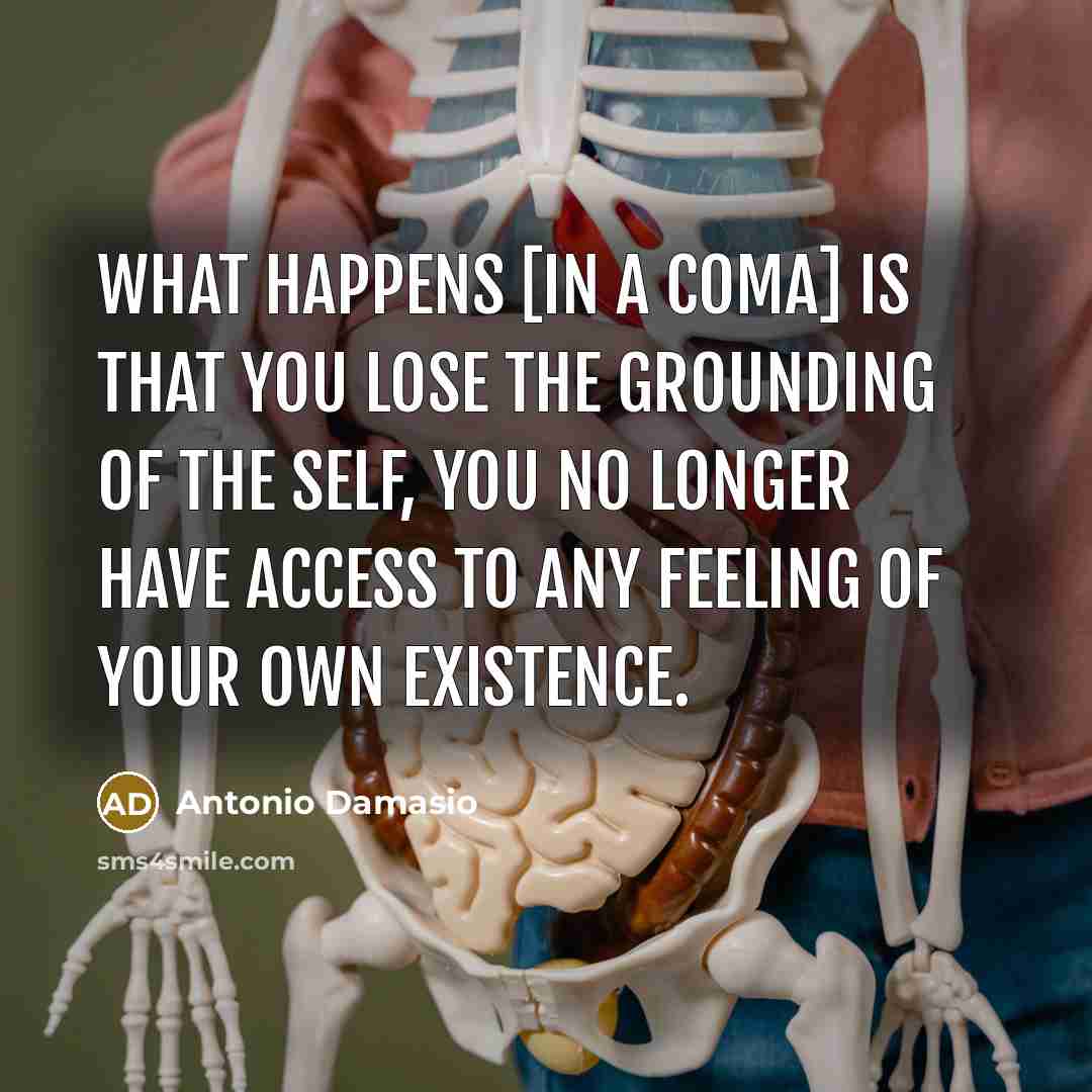 “What happens [in a coma] is that you lose the…” quote by Antonio Damasio
