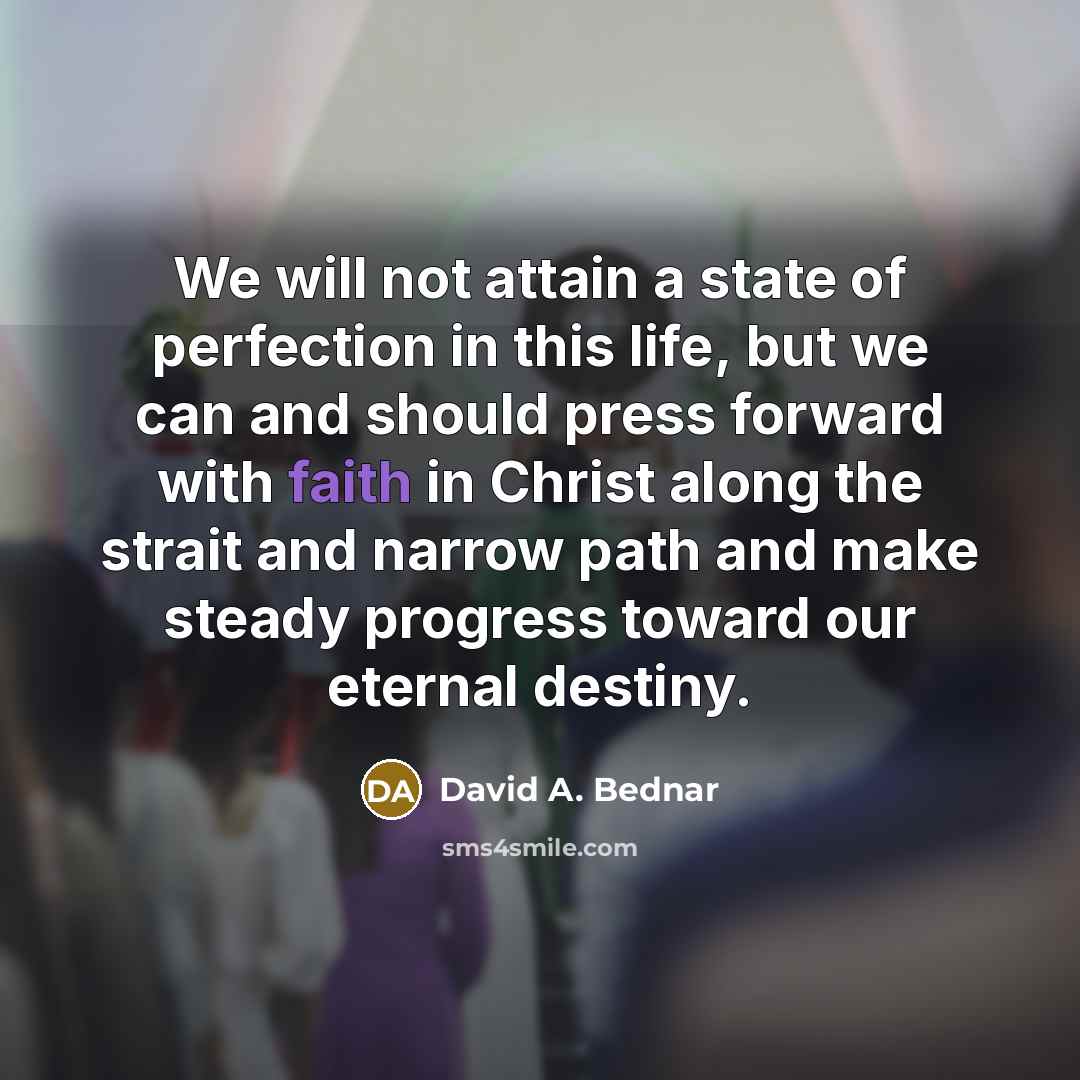“We will not attain a state of perfection in this…” quote by David A. Bednar