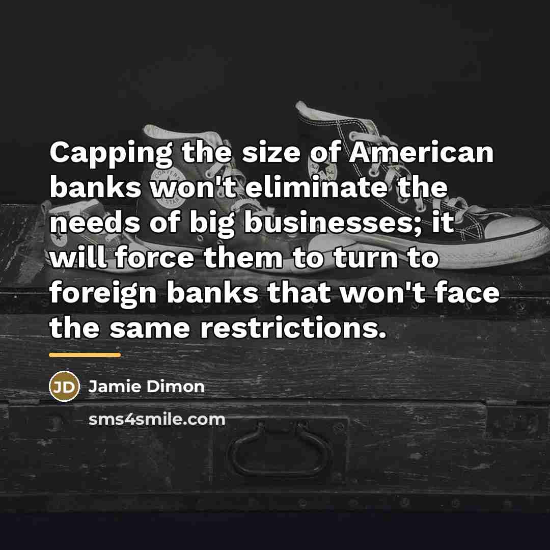 “Capping the size of American banks won't eliminate the needs…” quote by Jamie Dimon