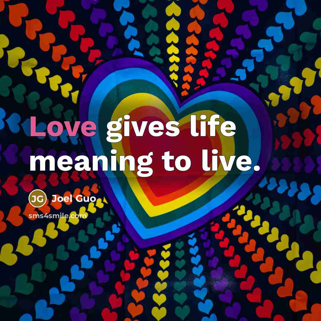 “Love gives life meaning to live.” quote by Joel Guo