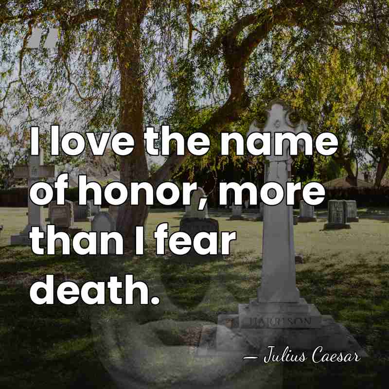 I love the name of honor, more than I fear death. - Julius Caesar