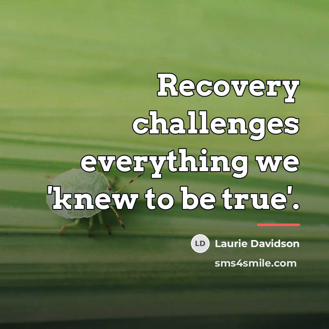 “Recovery challenges everything we 'knew to be true'.…” quote by Laurie Davidson