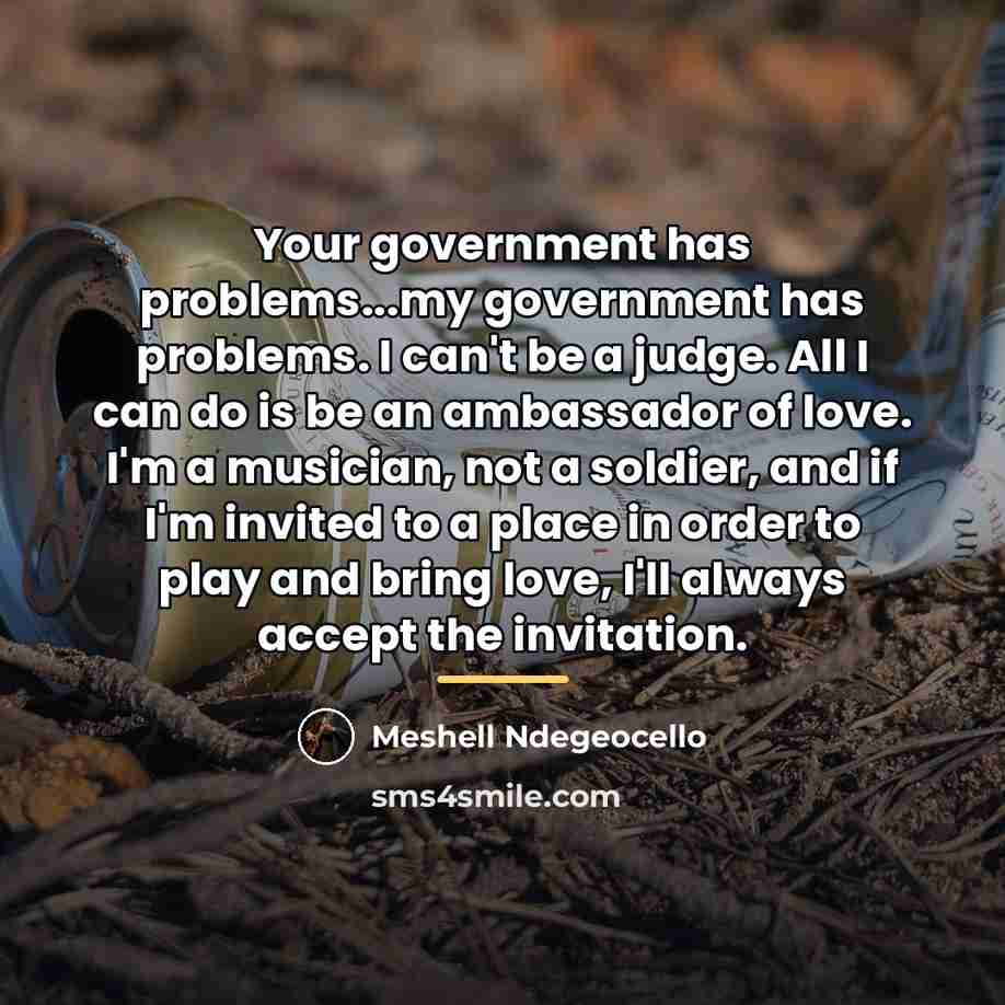“Your government has problems...my government has problems. I can't be…” quote by Meshell Ndegeocello