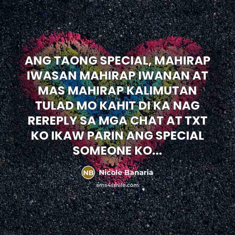 “ANG TAONG SPECIAL, MAHIRAP IWASAN MAHIRAP IWANAN AT MAS MAHIRAP…” quote by Nicole Banaria