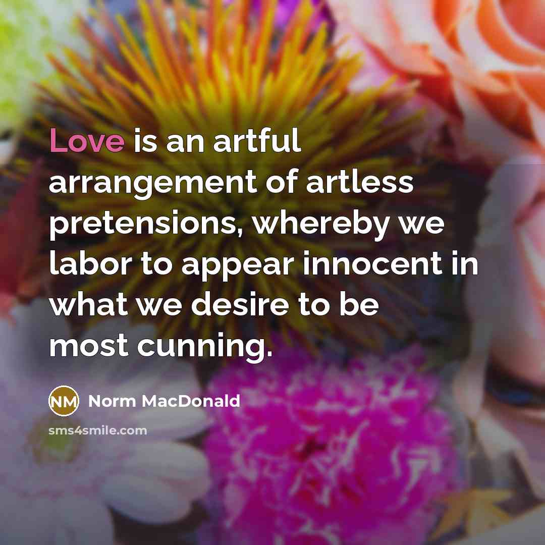 “Love is an artful arrangement of artless pretensions, whereby we…” quote by Norm MacDonald