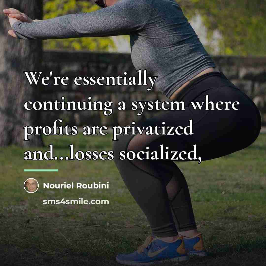 “We're essentially continuing a system where profits are privatized and...losses…” quote by Nouriel Roubini