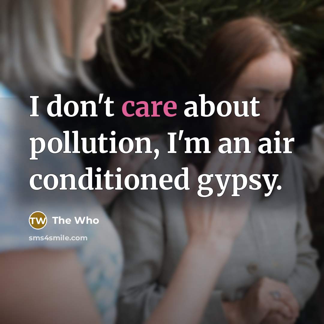 “I don't care about pollution, I'm an air conditioned gypsy.…” quote by The Who