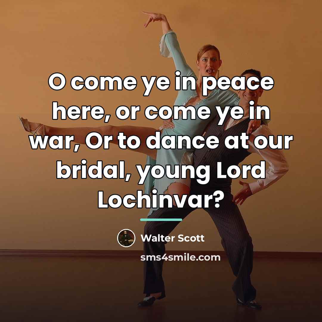 “O come ye in peace here, or come ye in…” quote by Walter Scott