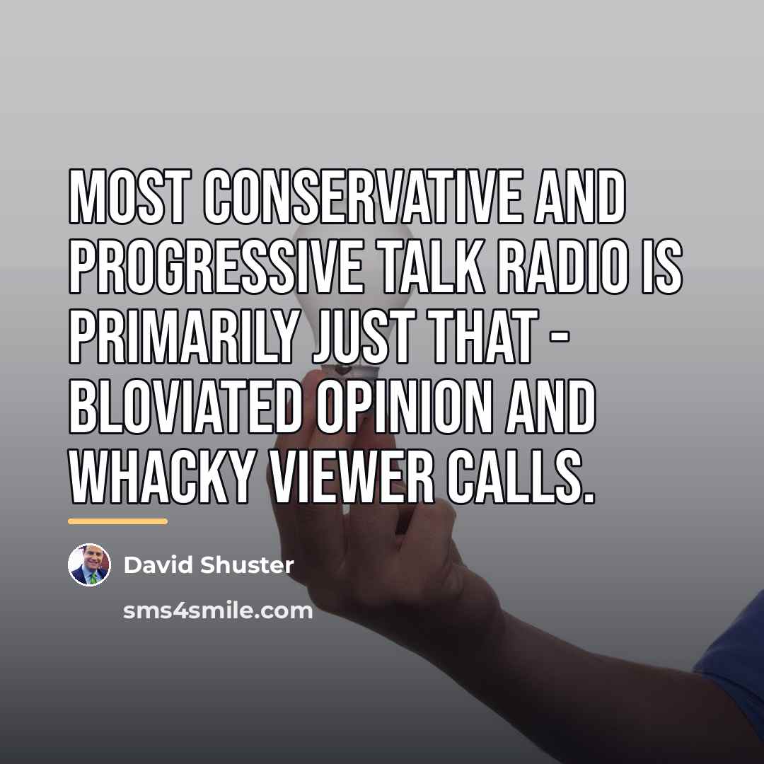 “Most conservative and progressive talk radio is primarily just that…” quote by David Shuster