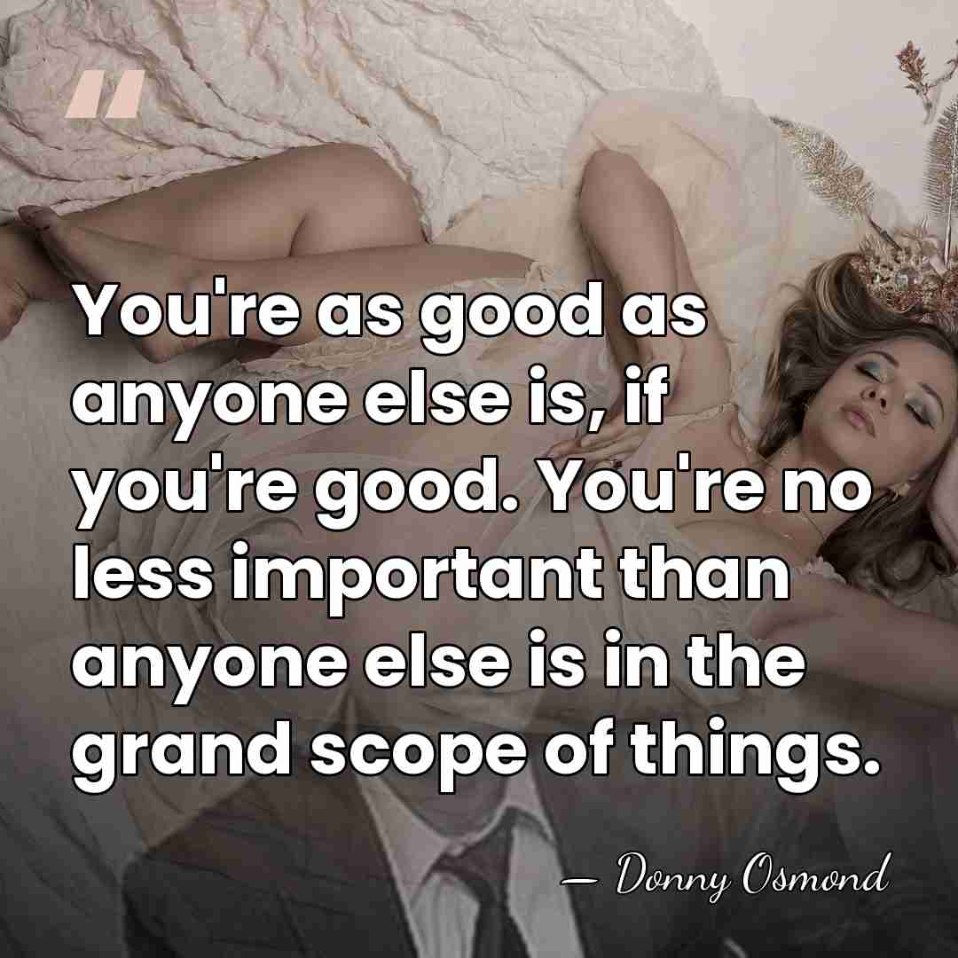 You're as good as anyone else is, if you're good. You're no&hellip; - Donny Osmond