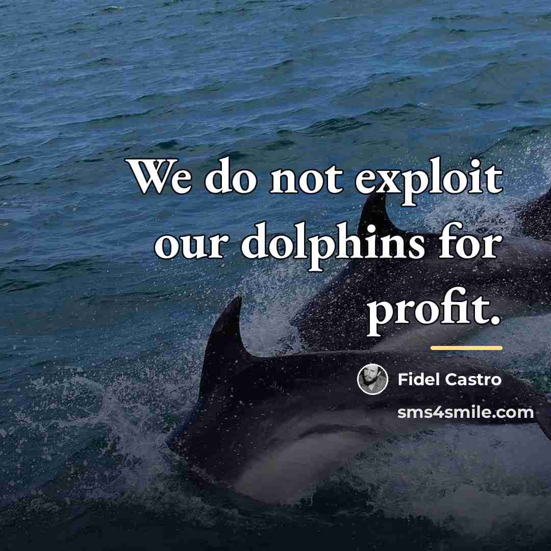 “We do not exploit our dolphins for profit.…” quote by Fidel Castro