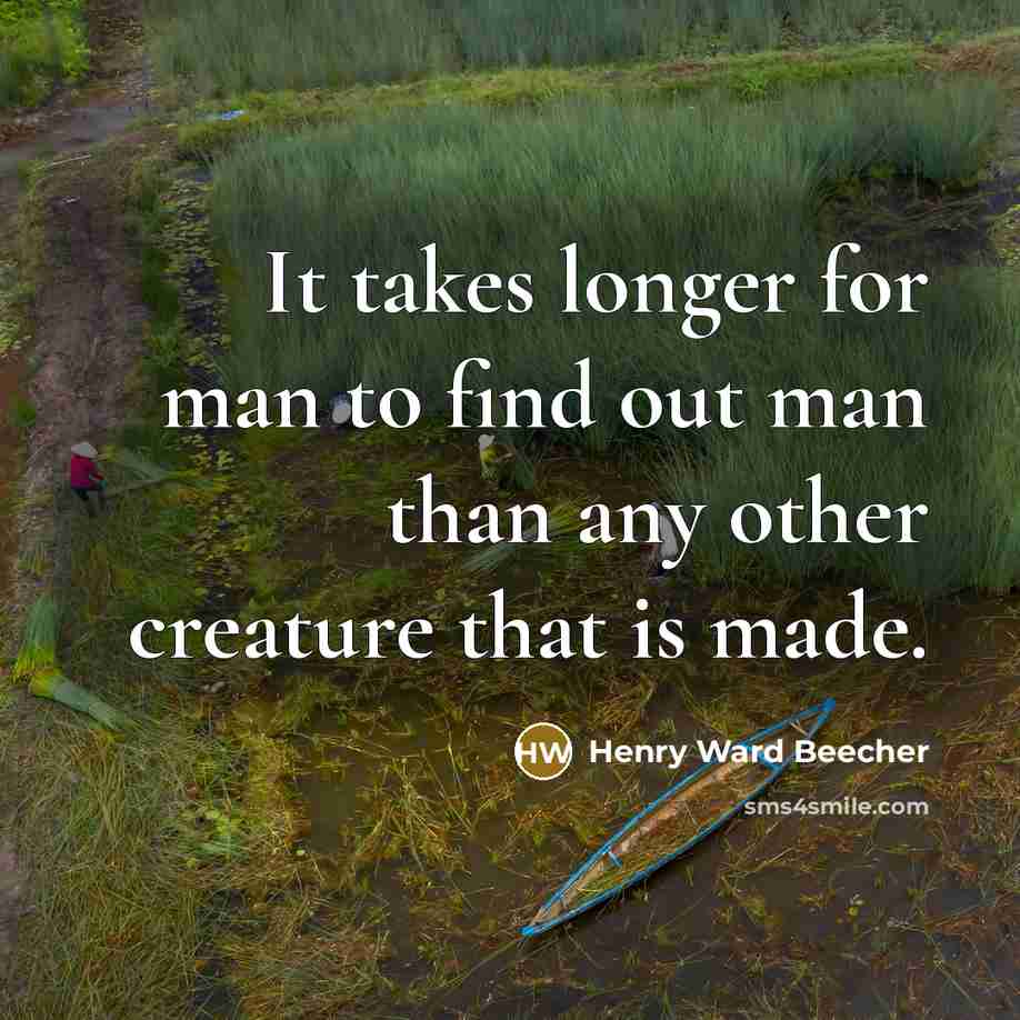 “It takes longer for man to find out man than any other creature that is made.” quote by Henry Ward Beecher