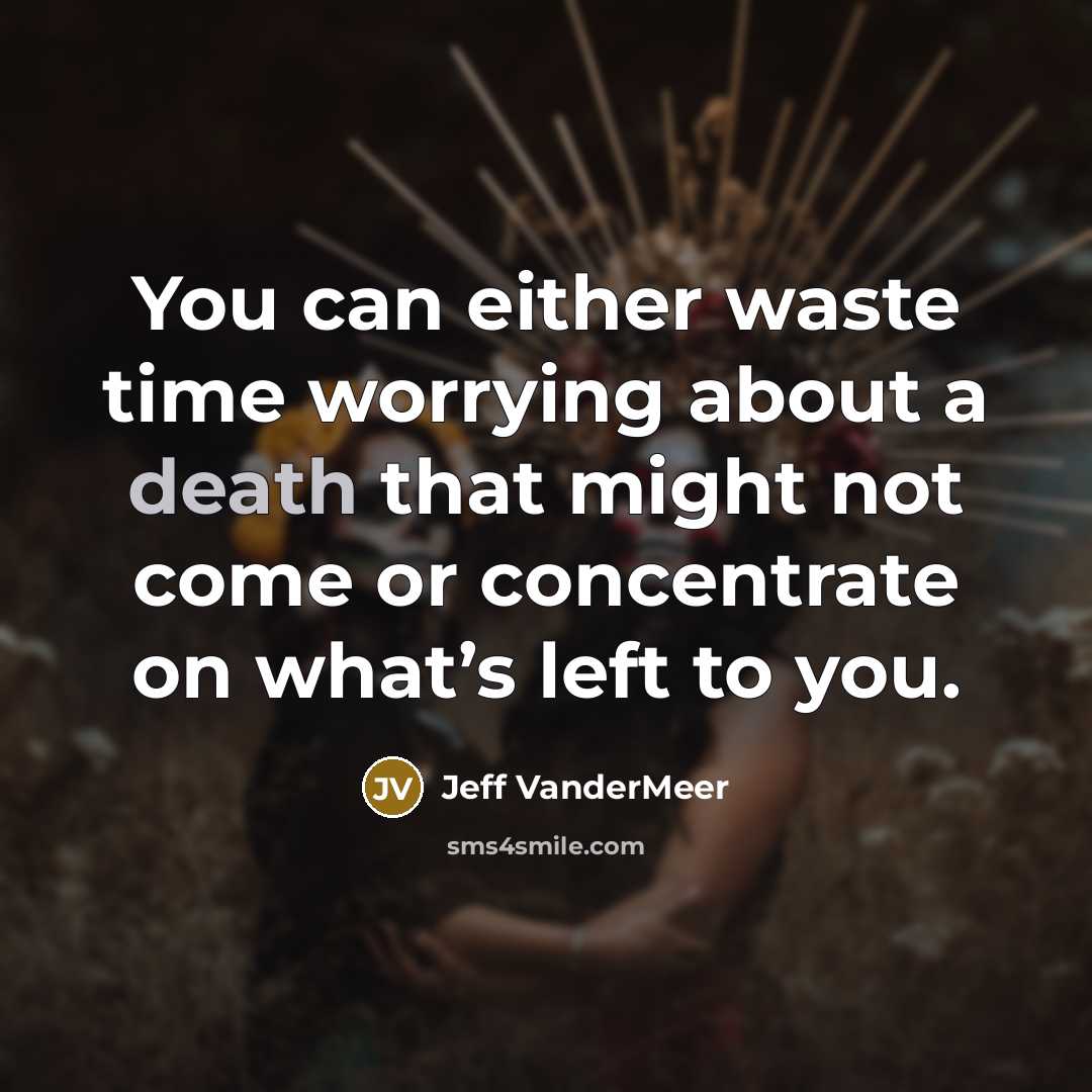 “You can either waste time worrying about a death that…” quote by Jeff VanderMeer