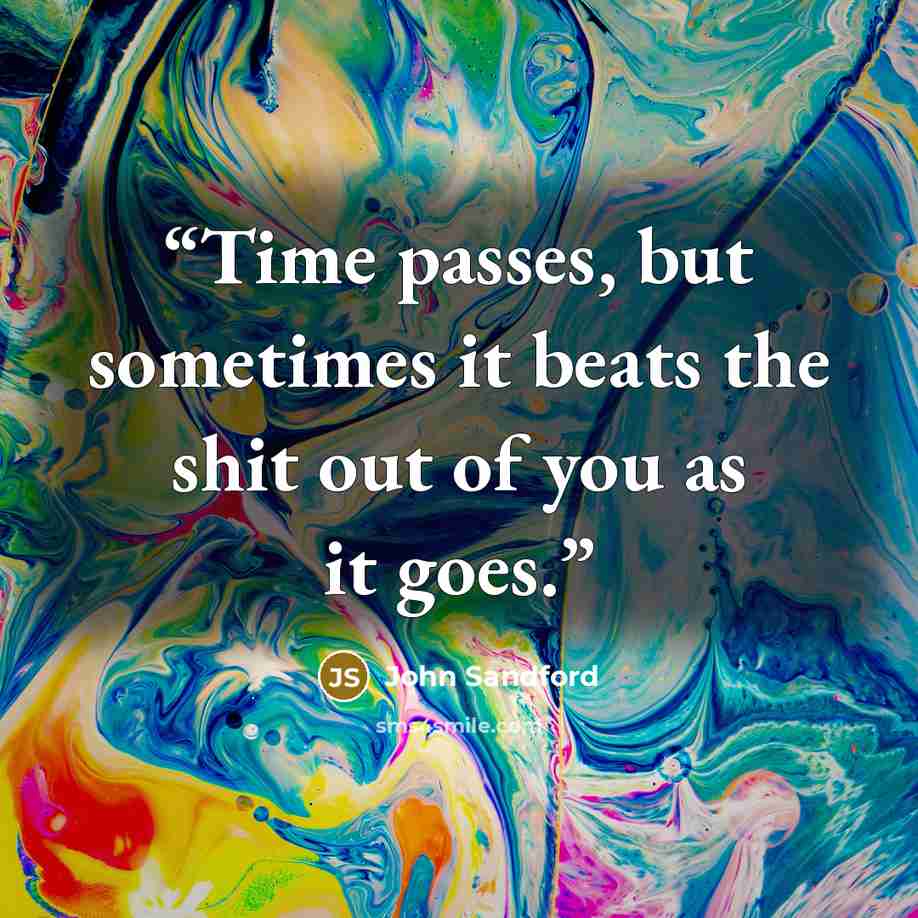 “Time passes, but sometimes it beats the shit out of you as it goes.” quote by John Sandford