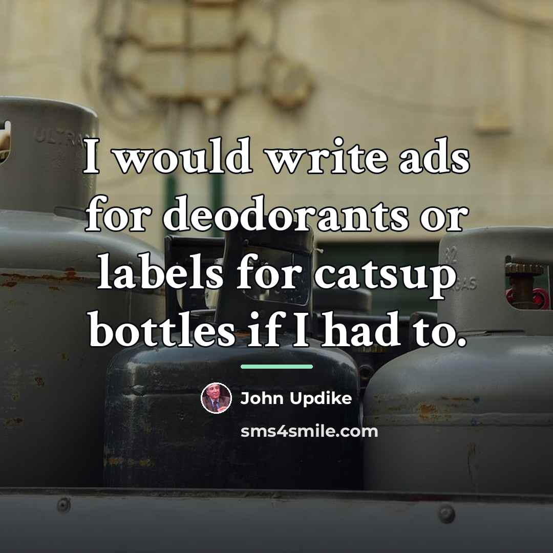 “I would write ads for deodorants or labels for catsup…” quote by John Updike