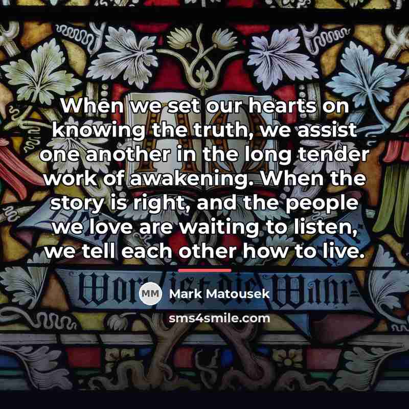 “When we set our hearts on knowing the truth, we…” quote by Mark Matousek