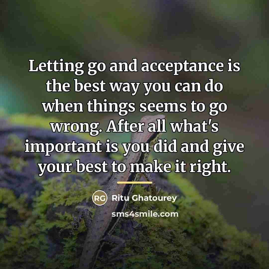 “Letting go and acceptance is the best way you can…” quote by Ritu Ghatourey