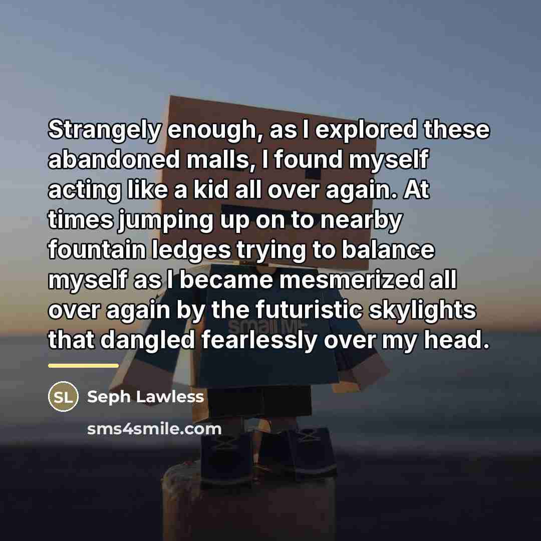 “Strangely enough, as I explored these abandoned malls, I found…” quote by Seph Lawless