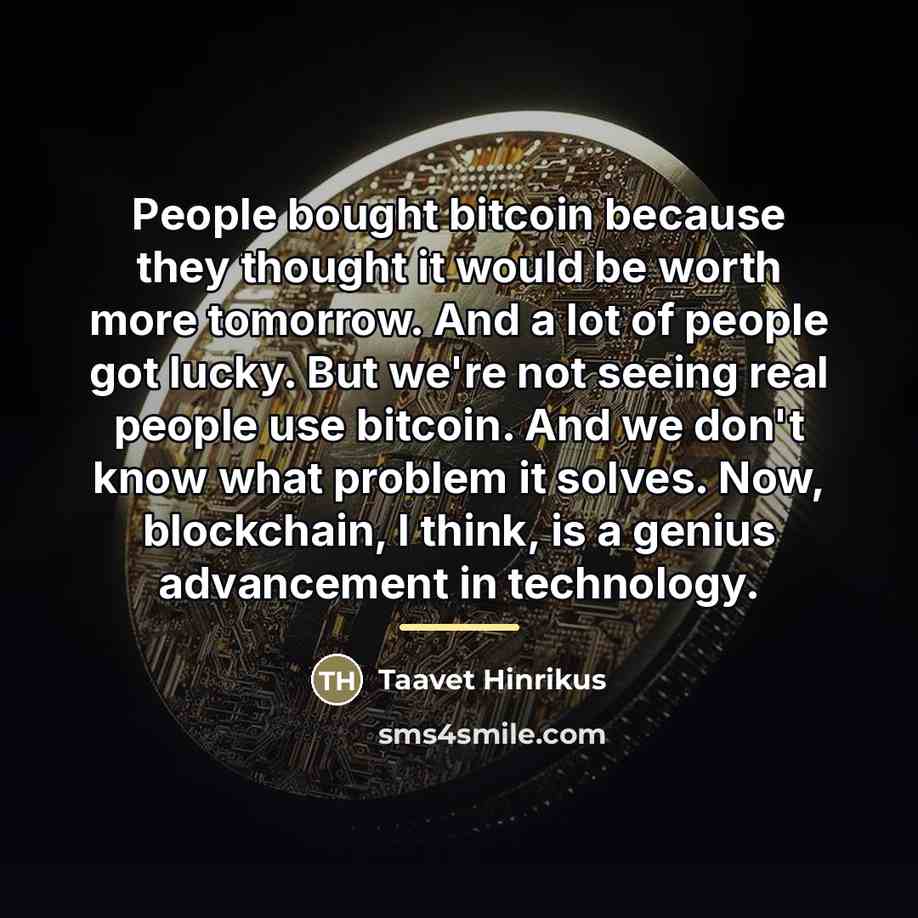 “People bought bitcoin because they thought it would be worth…” quote by Taavet Hinrikus