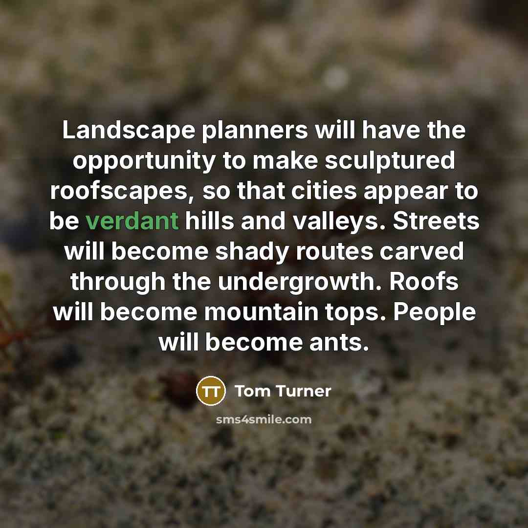 “Landscape planners will have the opportunity to make sculptured roofscapes,…” quote by Tom Turner