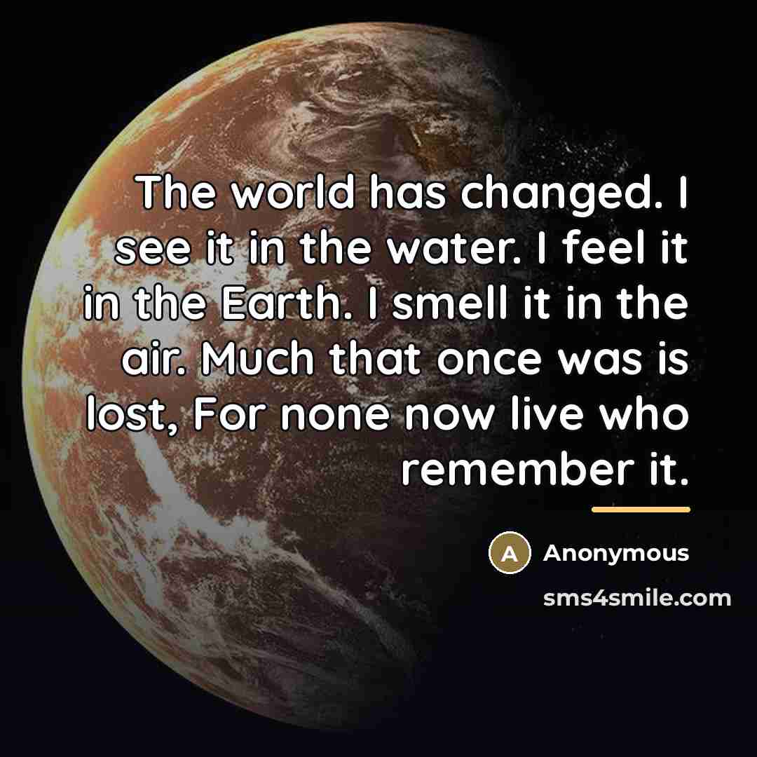“The world has changed. I see it in the water.…” quote by Anonymous