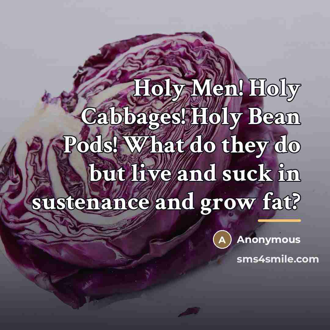 “Holy Men! Holy Cabbages! Holy Bean Pods! What do they…” quote by Anonymous