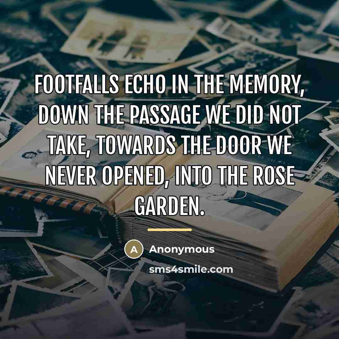 “Footfalls echo in the memory, down the passage we did…” quote by Anonymous