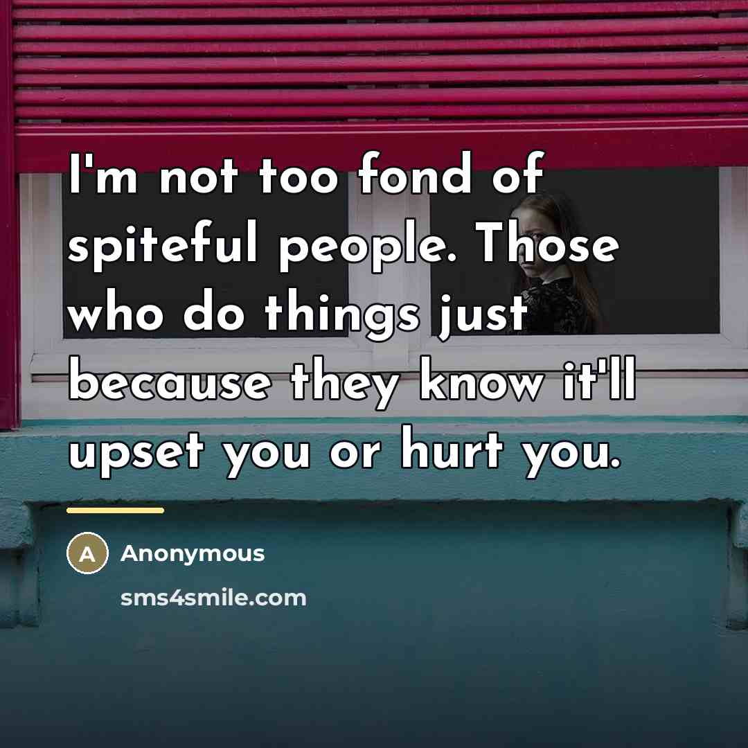 “I'm not too fond of spiteful people. Those who do…” quote by Anonymous