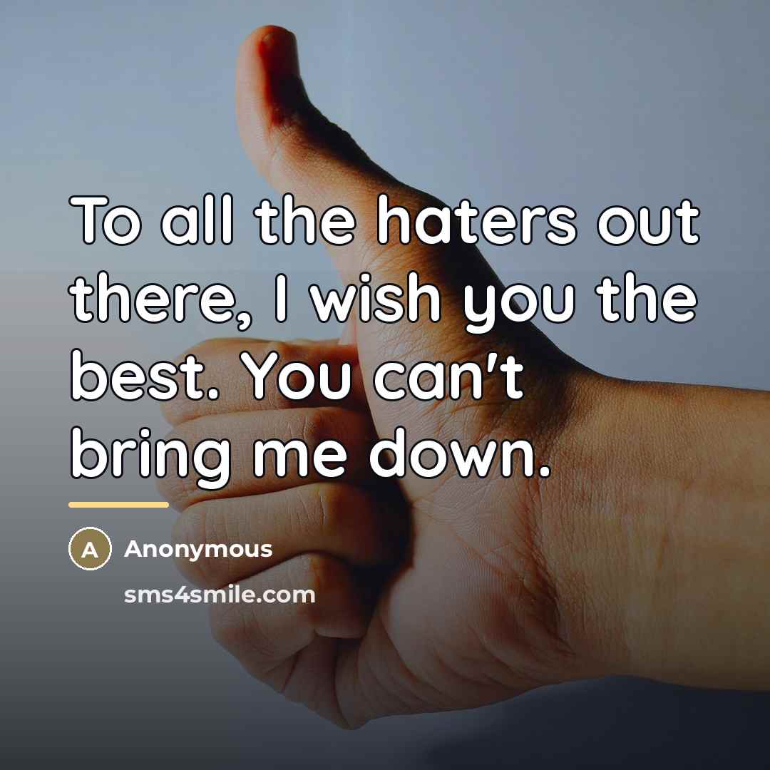“To all the haters out there, I wish you the…” quote by Anonymous
