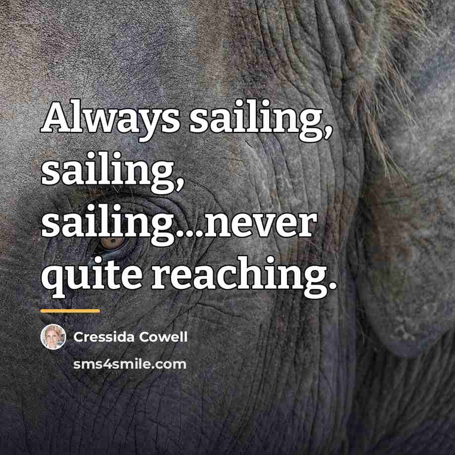 “Always sailing, sailing, sailing...never quite reaching.…” quote by Cressida Cowell