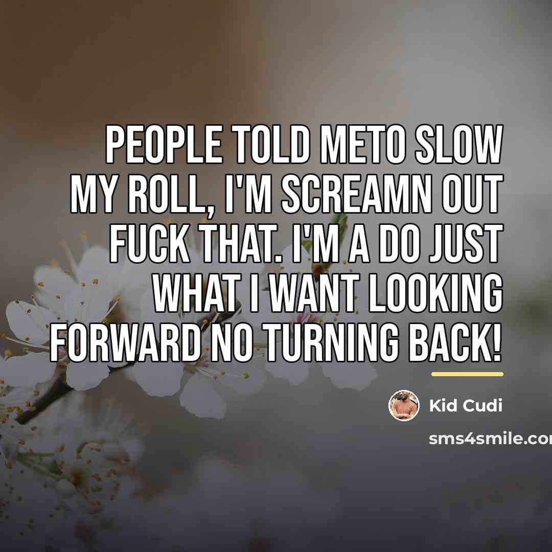 “People told meto slow my roll, I'm screamn out FUCK…” quote by Kid Cudi