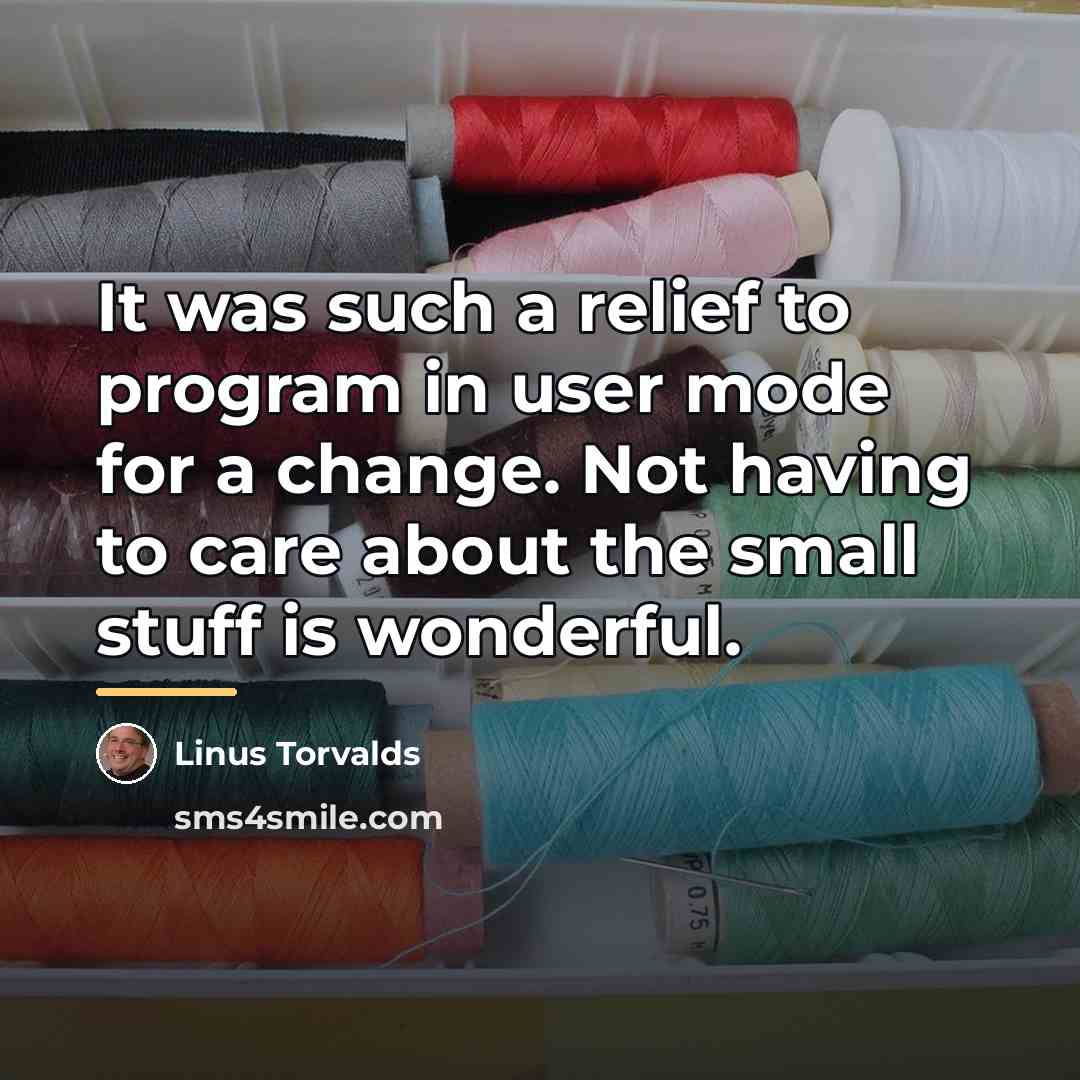 “It was such a relief to program in user mode…” quote by Linus Torvalds