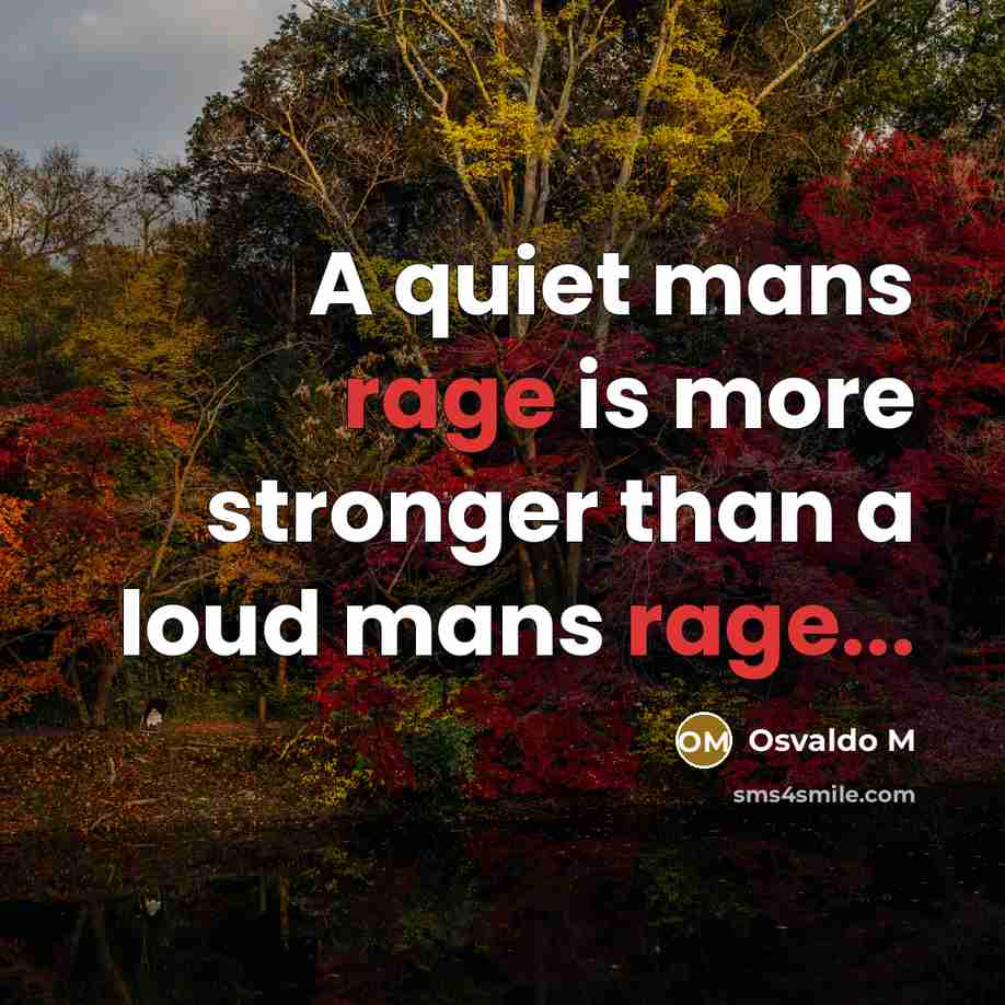“A quiet mans rage is more stronger than a loud…” quote by Osvaldo M