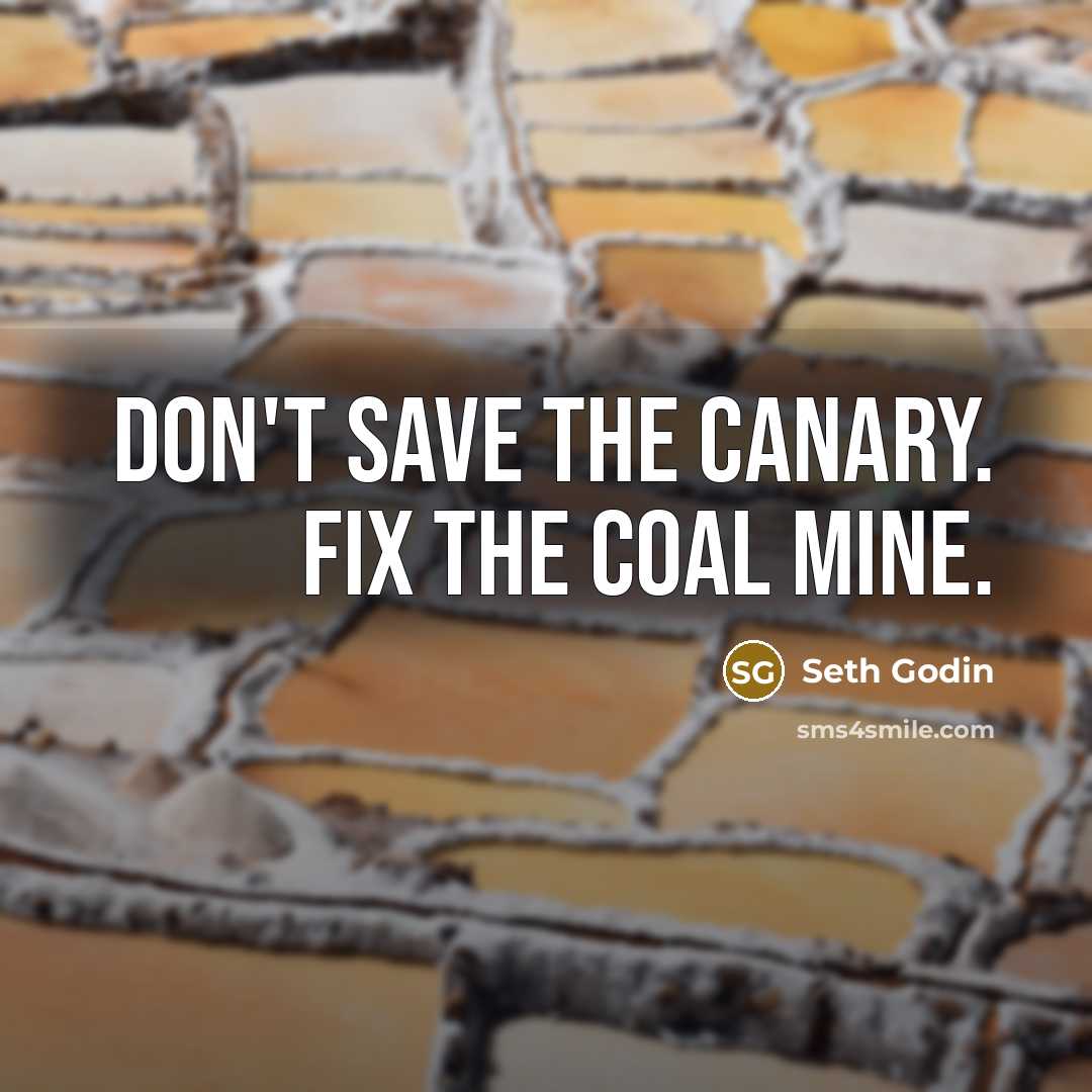 “Don't save the canary. Fix the coal mine.…” quote by Seth Godin