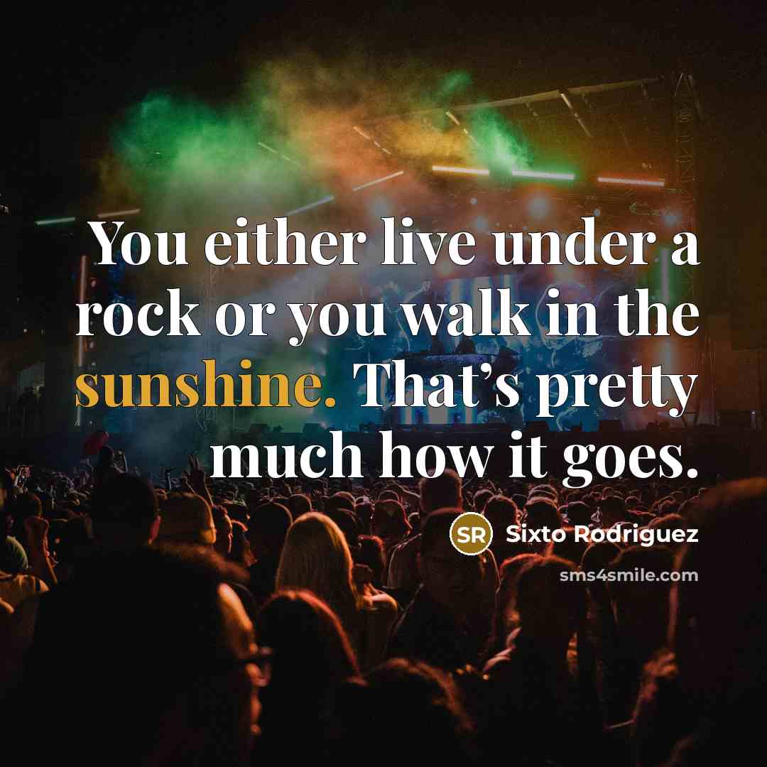 “You either live under a rock or you walk in…” quote by Sixto Rodriguez