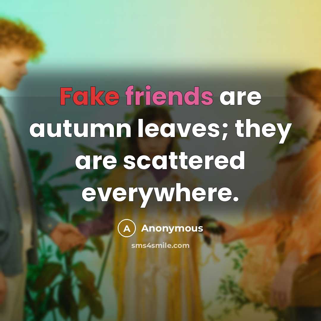 “Fake friends are autumn leaves; they are scattered everywhere.” quote by Anonymous