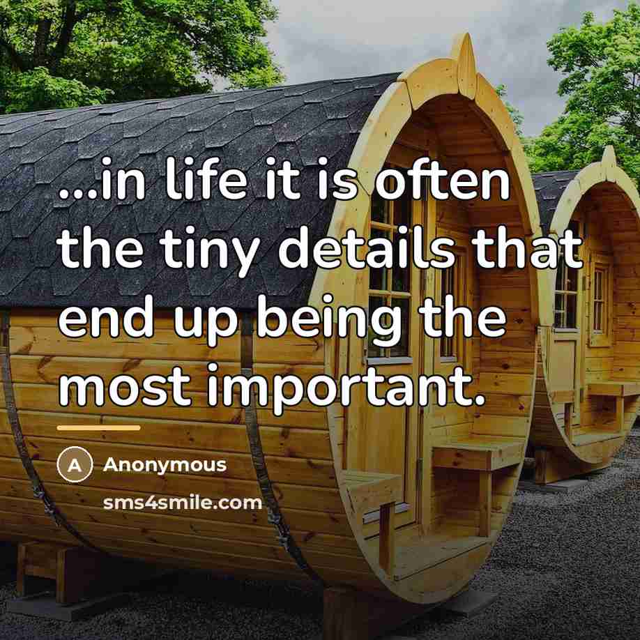 “...in life it is often the tiny details that end…” quote by Anonymous