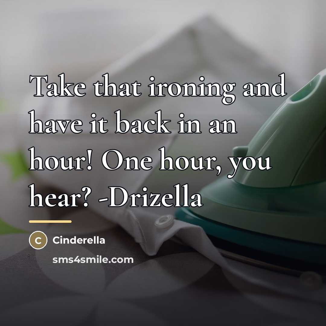 “Take that ironing and have it back in an hour!…” quote by Cinderella