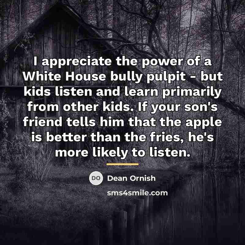 “I appreciate the power of a White House bully pulpit…” quote by Dean Ornish