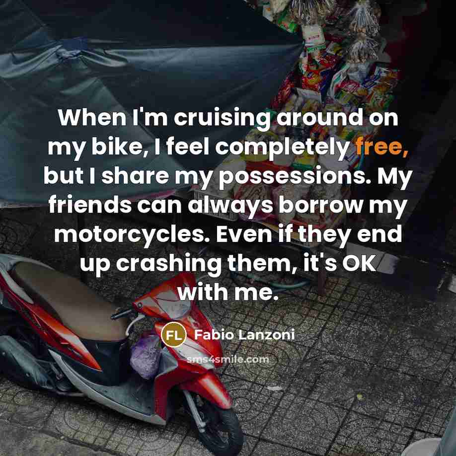 “When I'm cruising around on my bike, I feel completely…” quote by Fabio Lanzoni