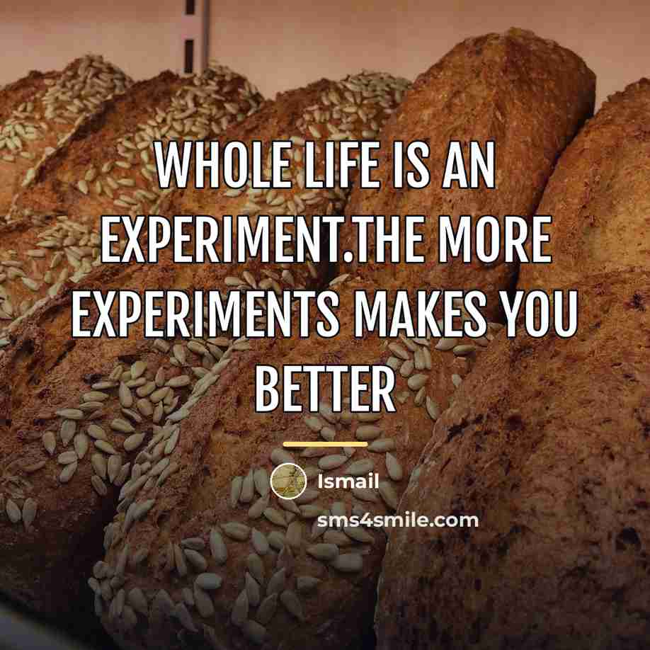 “Whole life is an Experiment.The more experiments makes you better…” quote by Ismail