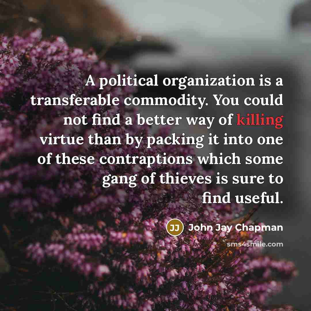 “A political organization is a transferable commodity. You could not…” quote by John Jay Chapman