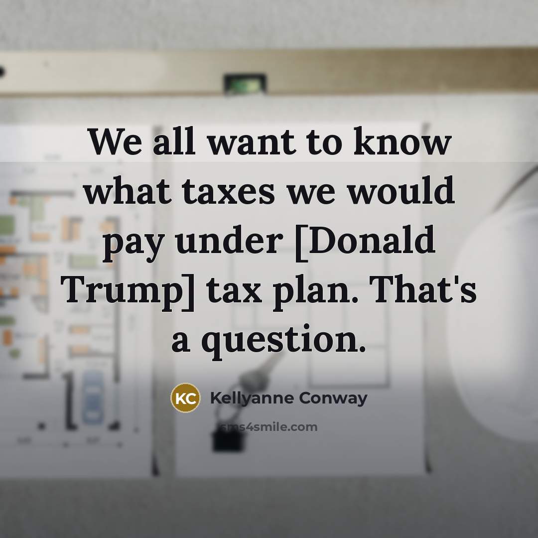 “We all want to know what taxes we would pay…” quote by Kellyanne Conway