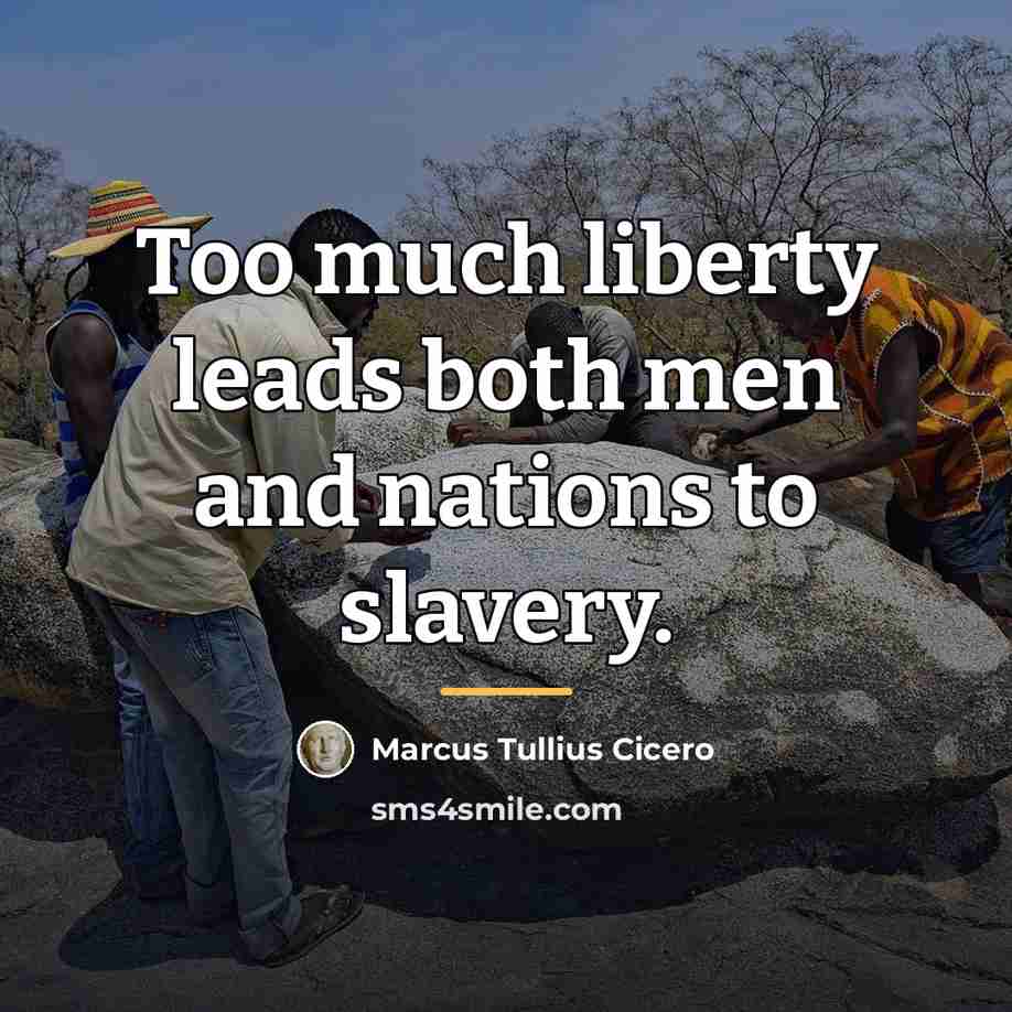 “Too much liberty leads both men and nations to slavery.…” quote by Marcus Tullius Cicero