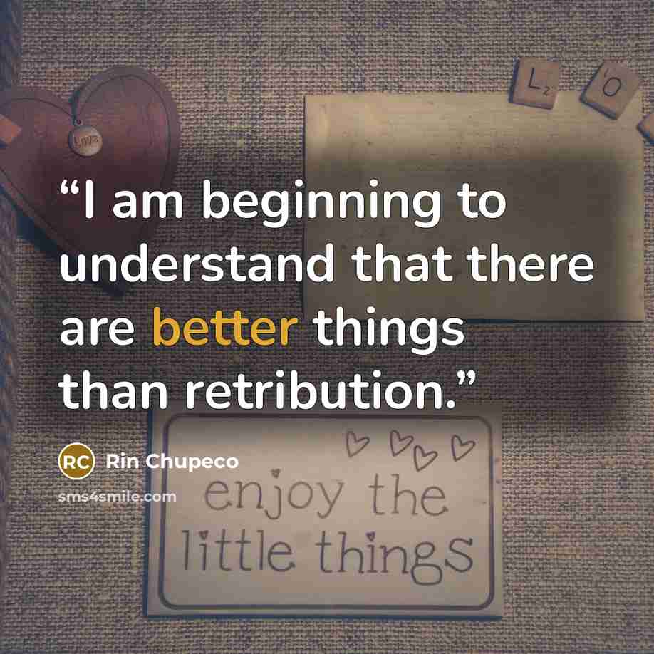 “I am beginning to understand that there are better things than retribution.” quote by Rin Chupeco